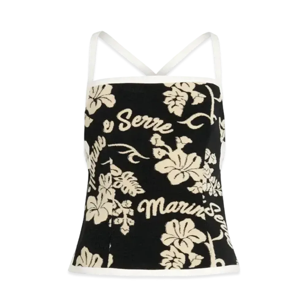 Marine Serre Jersey Jacquard Towel Bustier "Black"