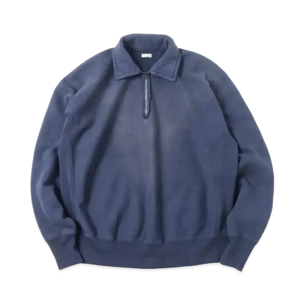A.PRESSE Vintage Half Zip Sweatshirt "Navy"