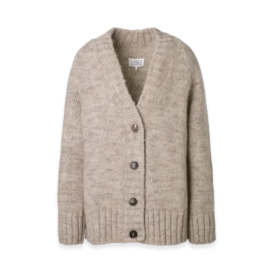 Maison Margiela V-Neck Botanical Dye Cardigan "Light Brown"