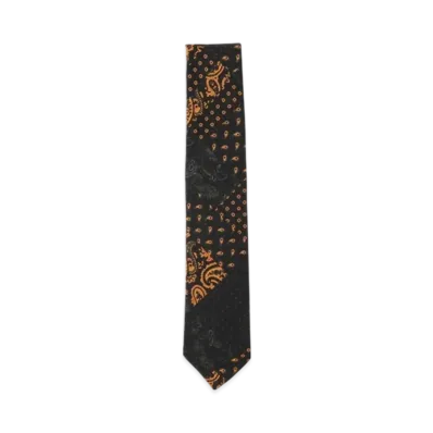 BEAMS Wool Silk Tie Paisley Print "Black"