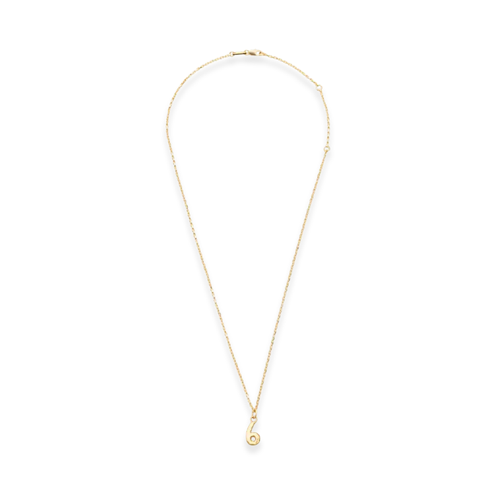 AMI PARIS Brass Hammered 6 Pendant Necklace "Gold"