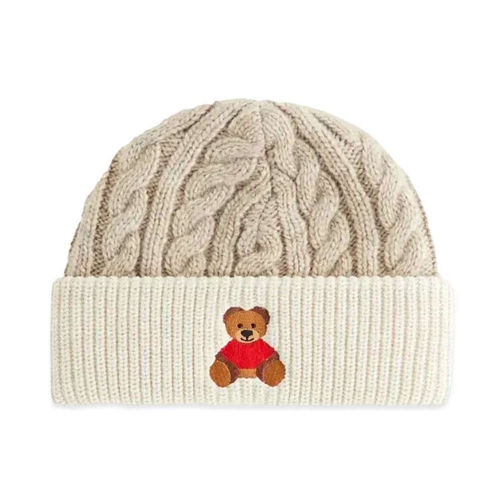 Kith Kithmas Kids Teddy Bear Beanie "Heather Oatmeal"