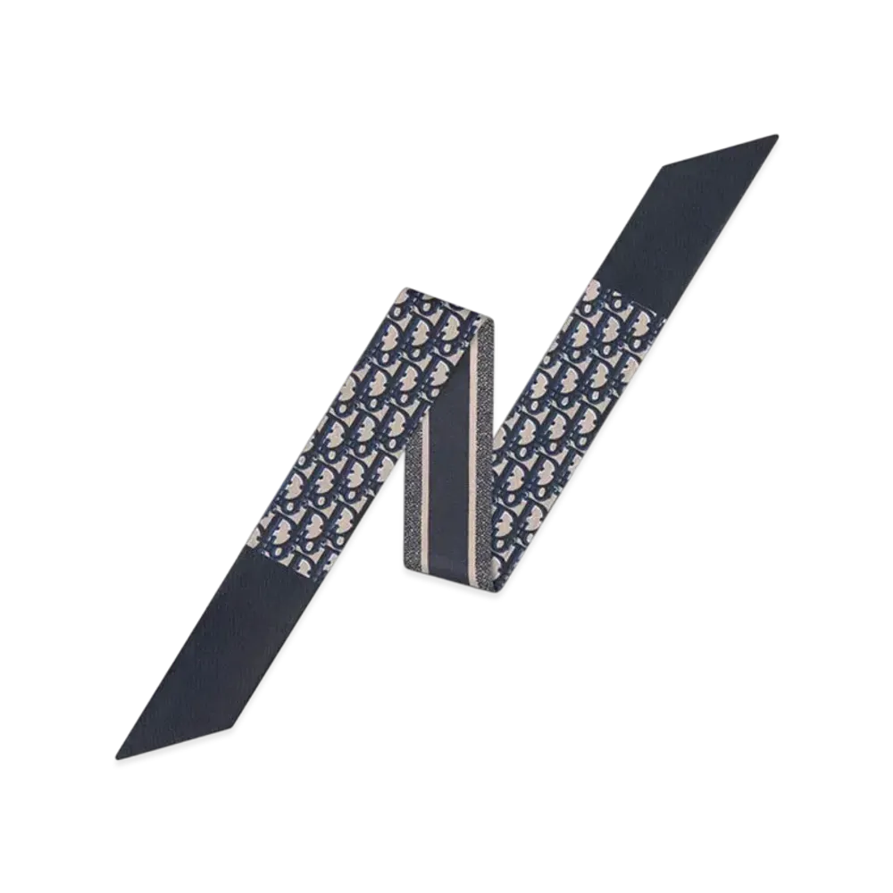 Dior Oblique Mitzah Scarf Silk Twill "Navy Blue"