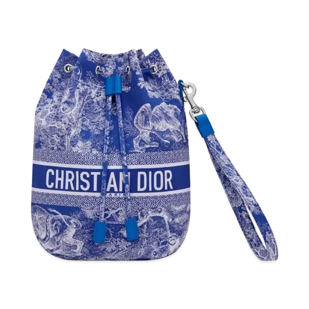 Dior Toile de Jouy Reverse Technical Fabric Travel Pouch "Fluorescent Blue"