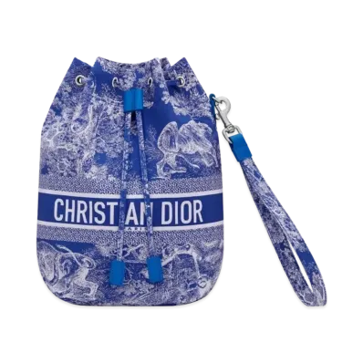 Dior Toile de Jouy Reverse Technical Fabric Travel Pouch "Fluorescent Blue"
