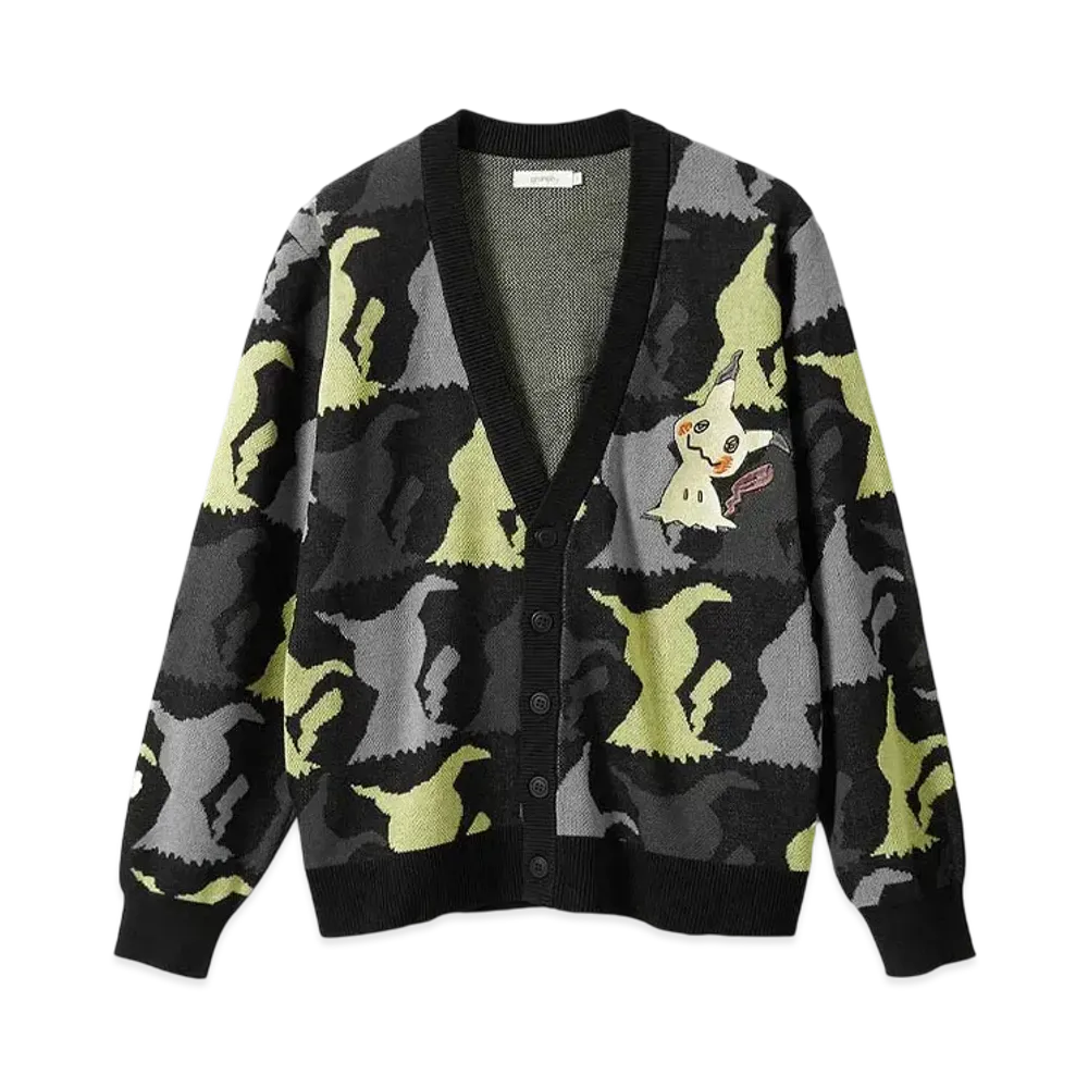 graniph x Pokemon Mimikyu Washable Jacquard Cardigan "Black"