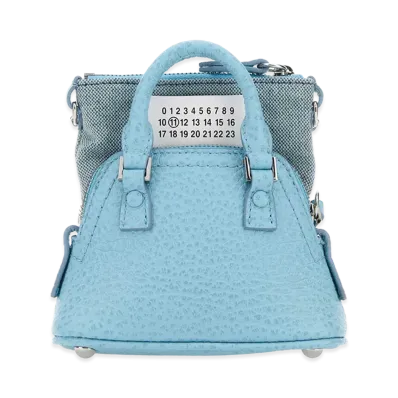 Maison Margiela Women's Light Blue Leather & Fabric 5AC Classique Baby Handbag "Light Blue"
