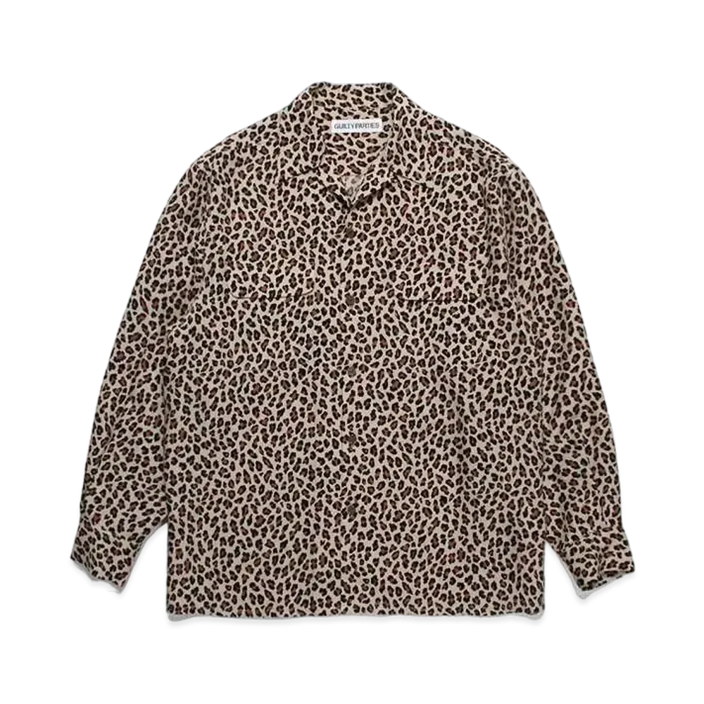 WACKO MARIA Leopard Open Collar Shirt "Beige"