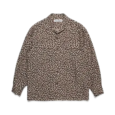 WACKO MARIA Leopard Open Collar Shirt "Beige"