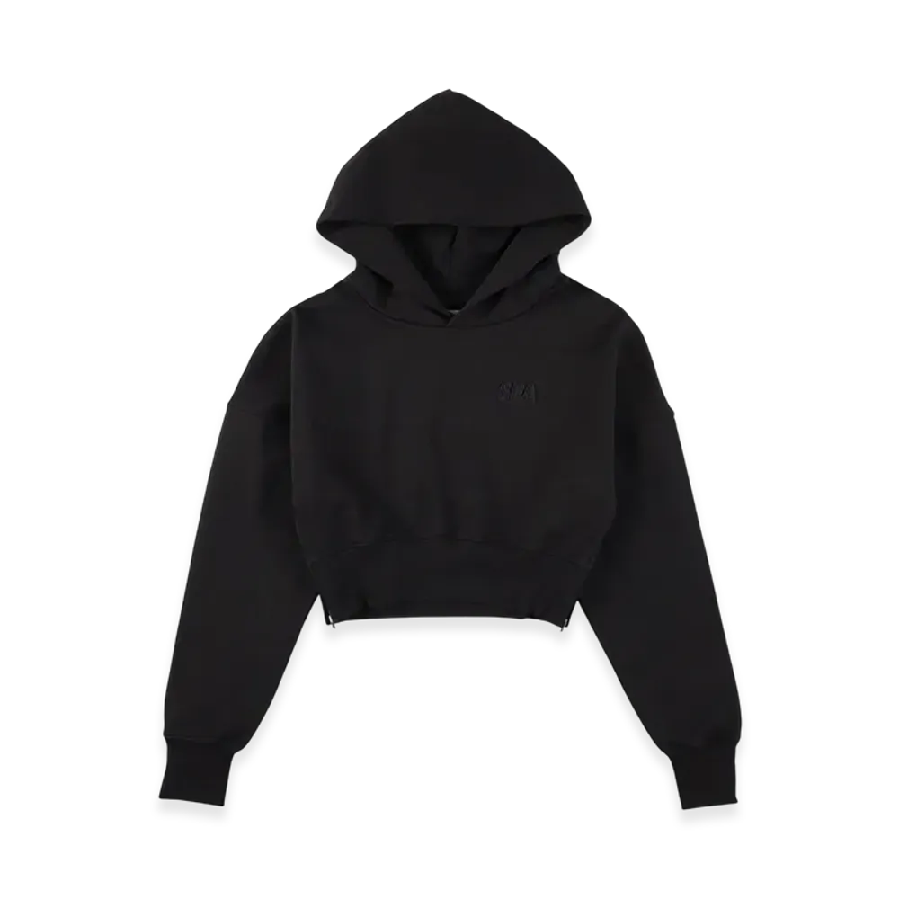 WIND AND SEA Cozy Cropped Hooded Sweatshirt(Ladies) "Black"