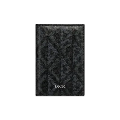 Dior Bi-Fold Card Holder CD Diamond Canvas "Black"