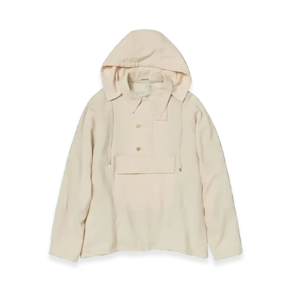 AURALEE Airy Wool Viyella P/O Anorak "Ivory White"