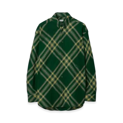 Burberry Long Sleeve Cotton Check Shirt "Green"