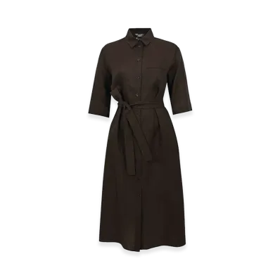 MM6 Maison Margiela Women's Mmltabella Shirt Dress in Linen "Dark Brown"