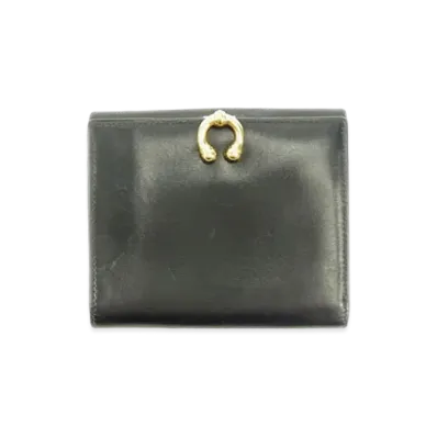 GUCCI W Hook Wallet Horseshoe Leather "Black"