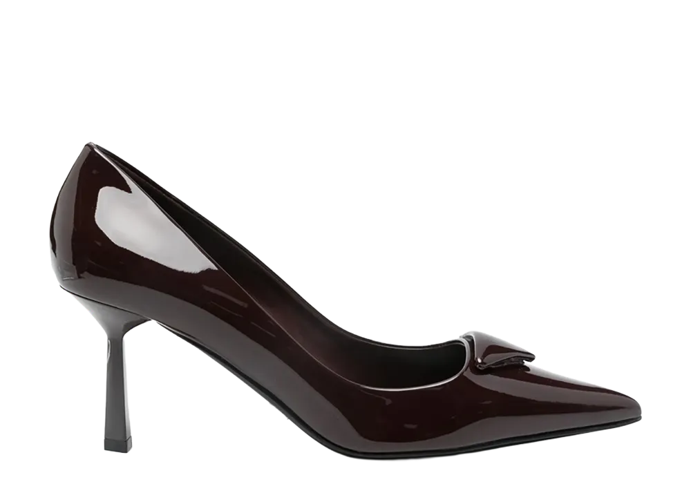 PRADA Women's Aubergine Leather Pumps "Burgundy"