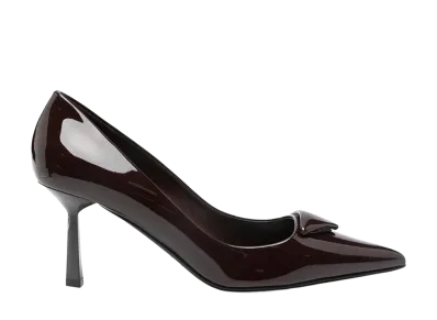 PRADA Women's Aubergine Leather Pumps "Burgundy"