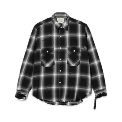 BEAMS FUTURE ARCHIVE Damage Check Nel Shirt "Black"