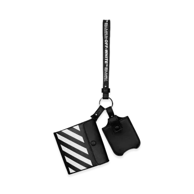 Off-White Diag Stripe Pouch-Detail Keychain "Black/White"