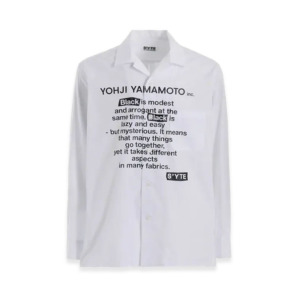 S'YTE Cotton Broad Black Is Modest Message Printed Shirt "White"