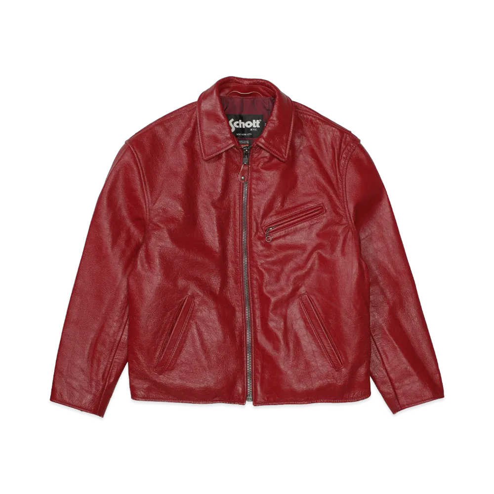 Supreme x Schott Distressed Leather Jacket "Red"