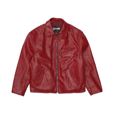 Supreme x Schott Distressed Leather Jacket "Red"