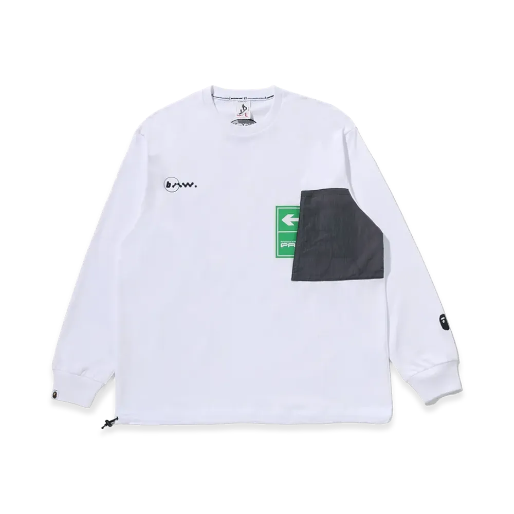 A BATHING APE x KAZUKI KURAISHI Exit Pocket L/S Tee "White"