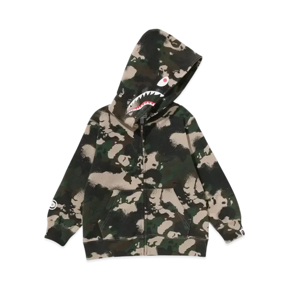 A BATHING APE Map Camo Shark Zip Hoodie "Green"