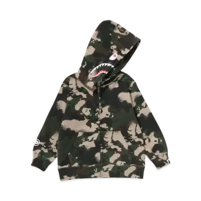 A BATHING APE Map Camo Shark Zip Hoodie "Green"