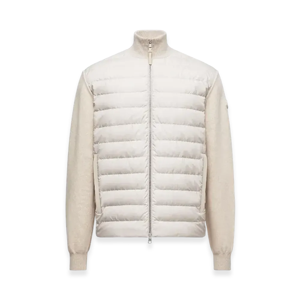 MONCLER Padded Wool & Cashmere Zip-Up Cardigan "White"