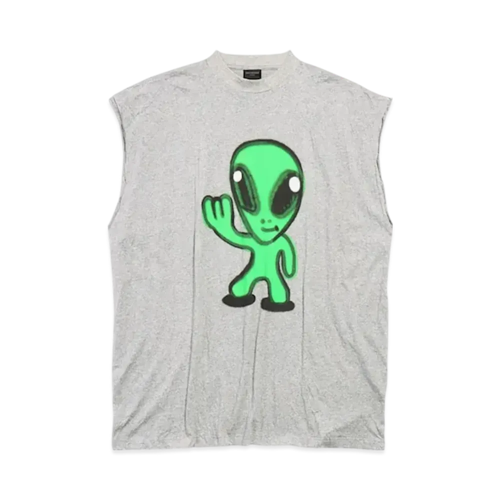 BALENCIAGA Hi There + Dripley Sleeveless T-Shirt "Heather Gray"