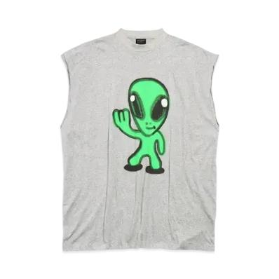 BALENCIAGA Hi There + Dripley Sleeveless T-Shirt "Heather Gray"