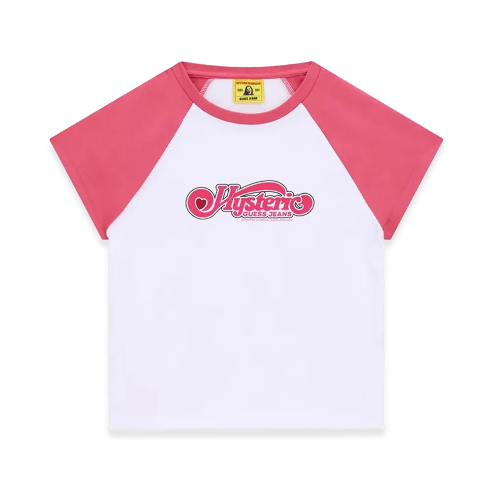 HYSTERIC GLAMOUR x GUESS JEANS Raglan Graphic Baby Tee "White"
