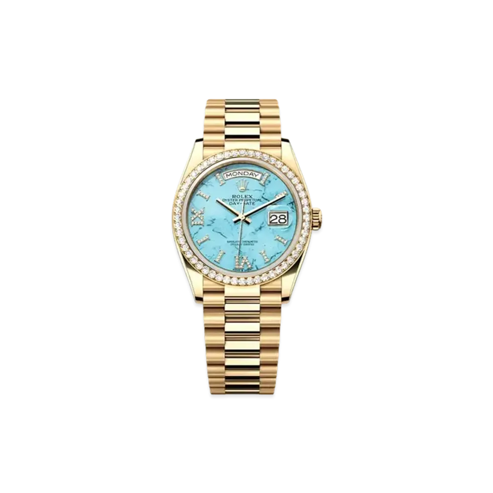 ROLEX Day-Date 36 Diamond "Yellow Gold/Turquoise" 128348RBR
