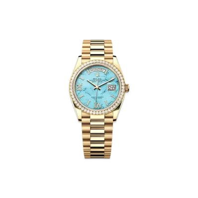 ROLEX Day-Date 36 Diamond "Yellow Gold/Turquoise" 128348RBR