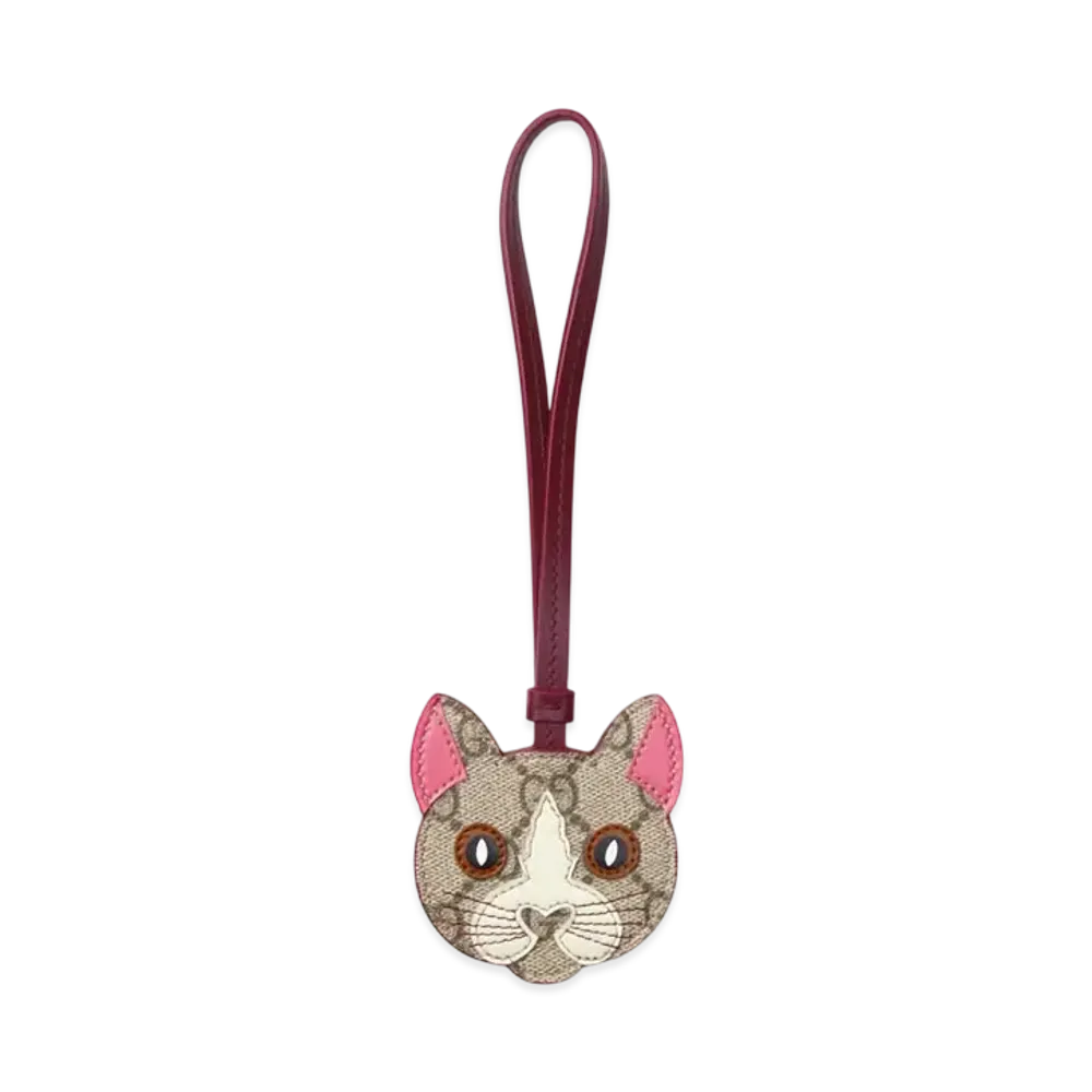 GUCCI Cat-Shaped Bag Charm "Beige/Dark Brown"