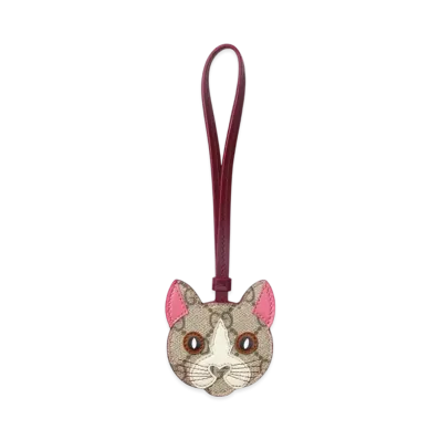 GUCCI Cat-Shaped Bag Charm "Beige/Dark Brown"