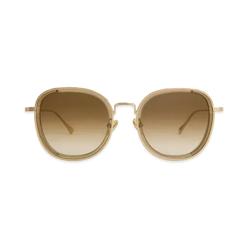 CHARLES & KEITH Recycled Acetate Metallic Rim Sunglasses "Toffee"