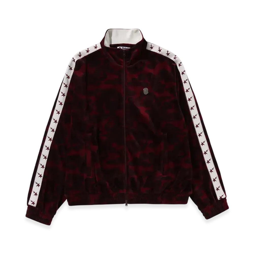A BATHING APE Solid Camo Velour Metal One Point Relaxed Fit Track Jacket "Burgundy"