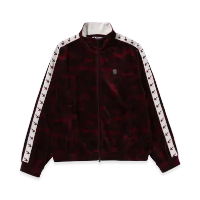 A BATHING APE Solid Camo Velour Metal One Point Relaxed Fit Track Jacket "Burgundy"
