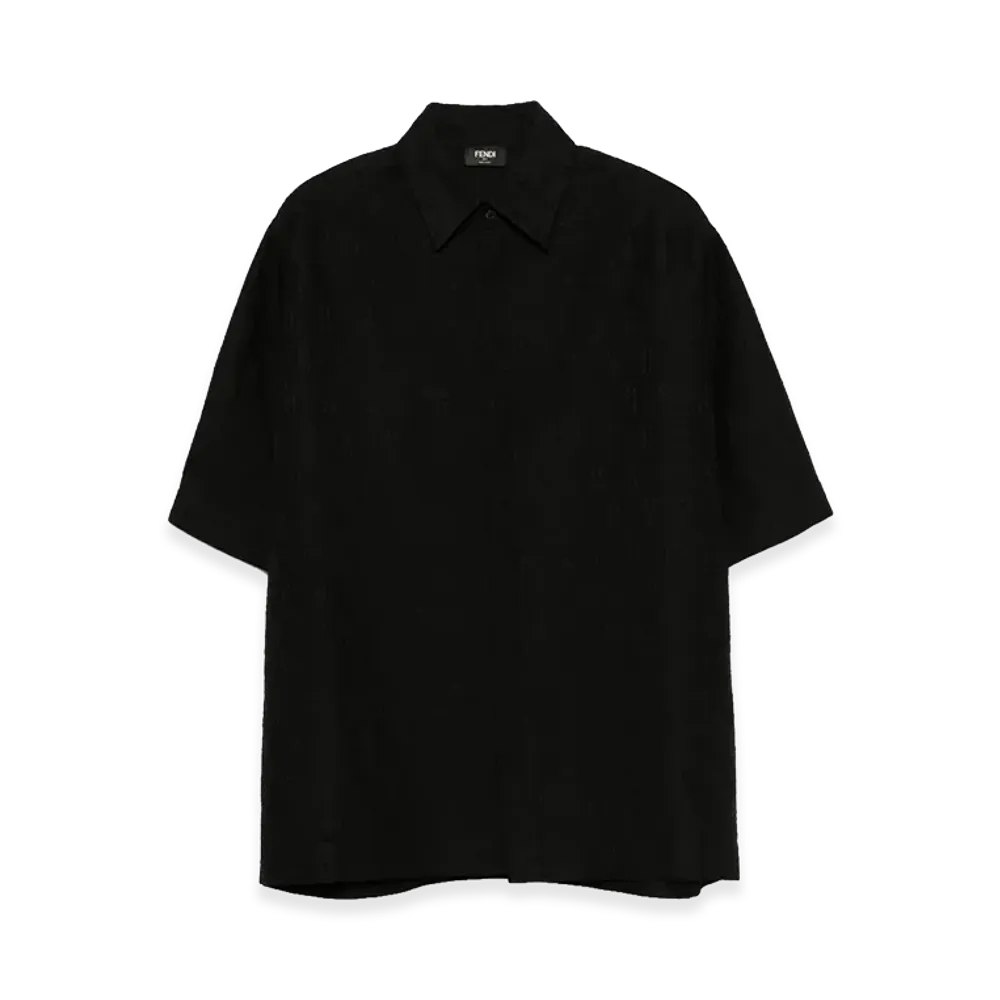 FENDI Linen FF Jacquard Short Sleeve Shirt "Black"