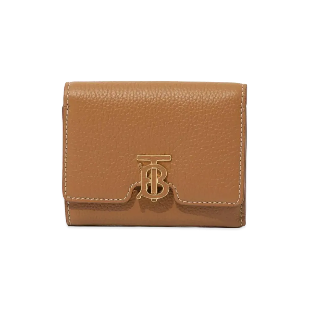 Burberry Women's Grainy Leather TB Compact Wallet "Warm Russet Brown"