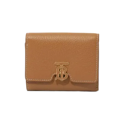 Burberry Women's Grainy Leather TB Compact Wallet "Warm Russet Brown"