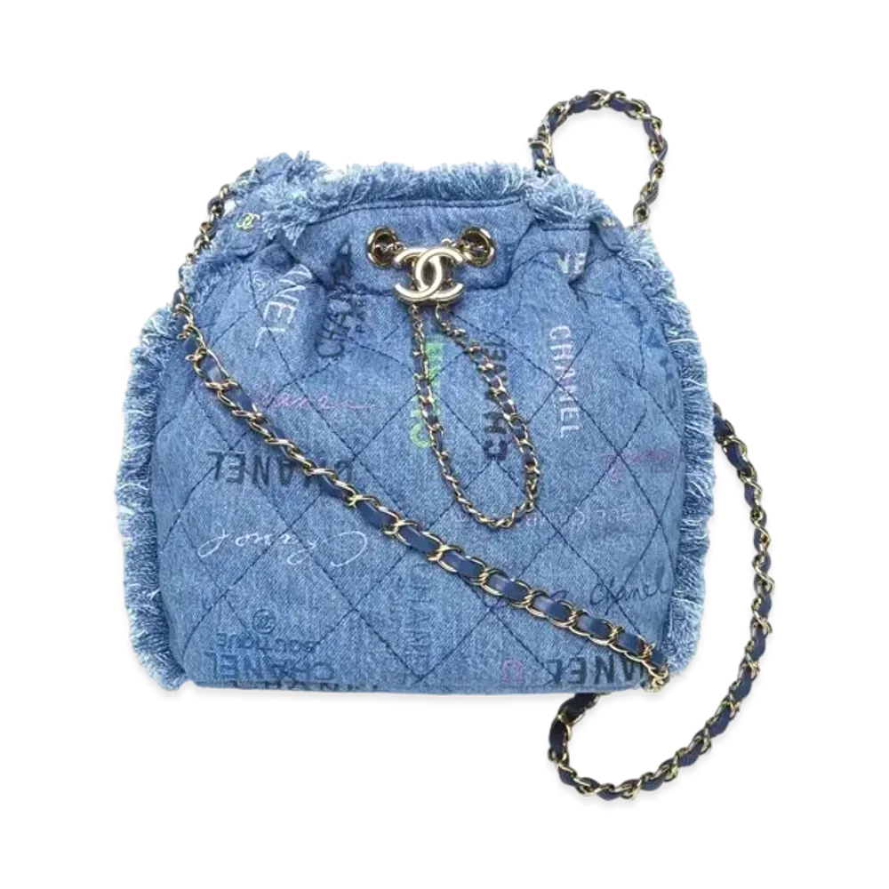 CHANEL Bucket Bag Print Denim "Blue/Multicolor"