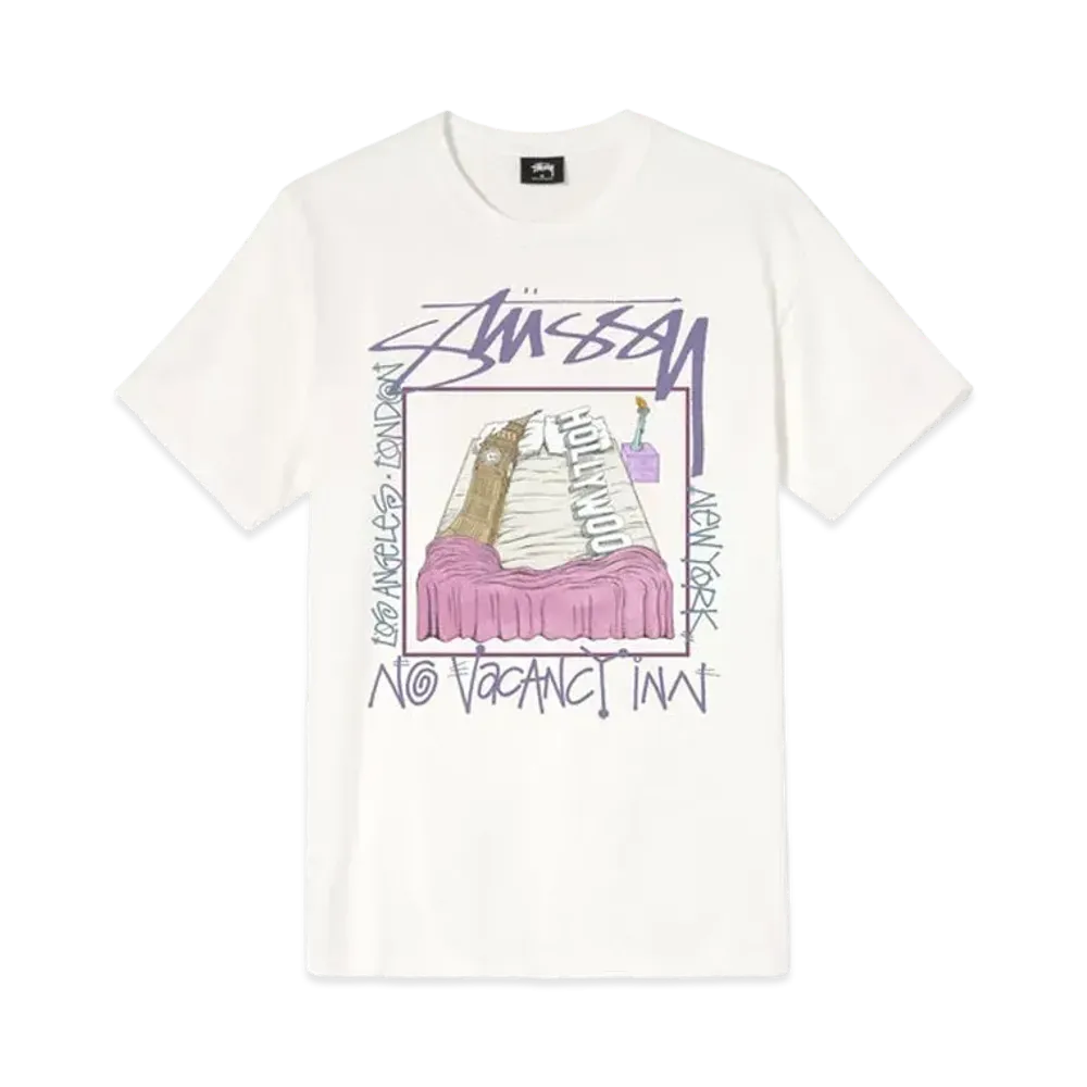 Stussy x No Vacancy Inn Cities Pig Dyed Tee "White"