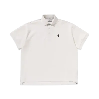 A BATHING APE Bape Black Paisley Placket Polo Shirt "Ivory"