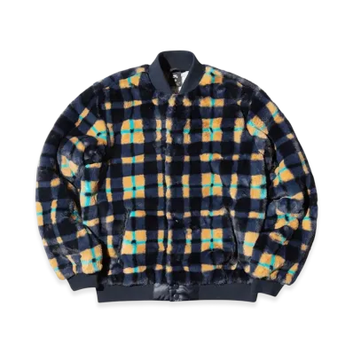 NikeSB Dunk High x Concepts Crossover Skateboard Sports Plush Plaid Jacket Asia Edition "Dark Obsidian/Dark Obsidian"