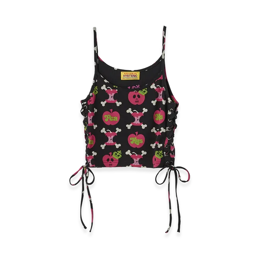 HYSTERIC GLAMOUR x Poison Candy Apple Women's Monogram Lace-Up Cropped Camisole "Black"