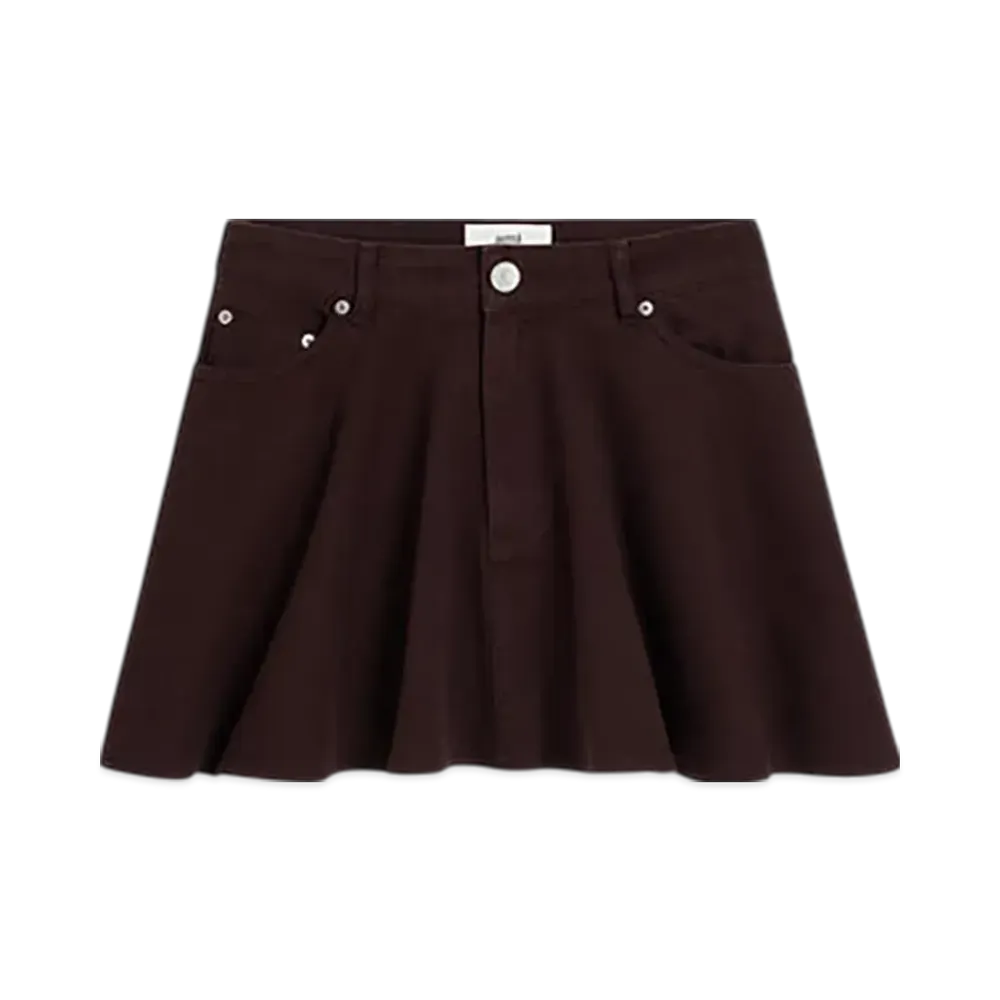 AMI PARIS Cotton Godet Miniskirt "Eggplant"