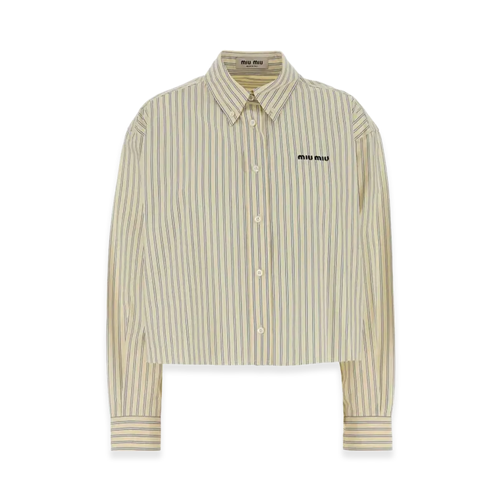 MIU MIU Women's Embroidered Poplin Shirt "Beige"